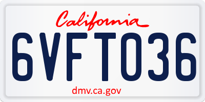 CA license plate 6VFT036