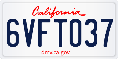 CA license plate 6VFT037