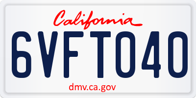 CA license plate 6VFT040