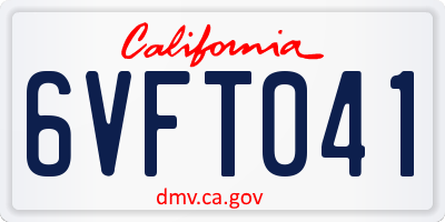 CA license plate 6VFT041