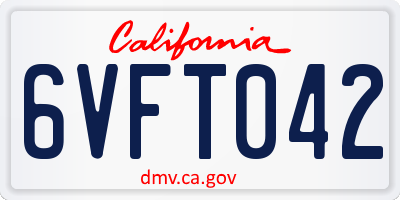 CA license plate 6VFT042