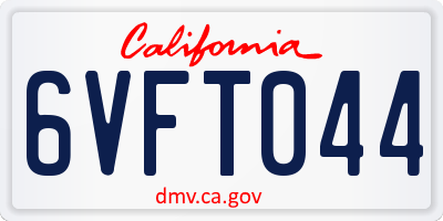 CA license plate 6VFT044