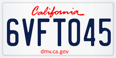 CA license plate 6VFT045