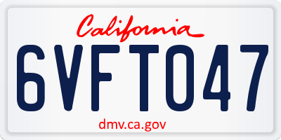 CA license plate 6VFT047