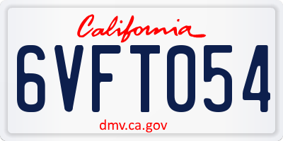 CA license plate 6VFT054