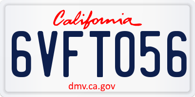 CA license plate 6VFT056