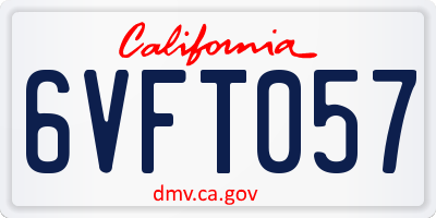 CA license plate 6VFT057