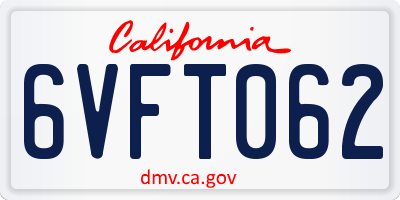 CA license plate 6VFT062