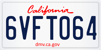 CA license plate 6VFT064