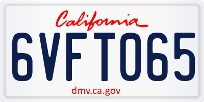 CA license plate 6VFT065