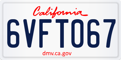 CA license plate 6VFT067