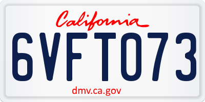 CA license plate 6VFT073