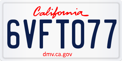 CA license plate 6VFT077
