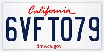 CA license plate 6VFT079