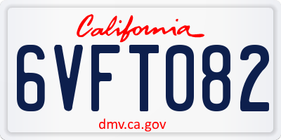 CA license plate 6VFT082