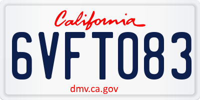 CA license plate 6VFT083