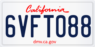 CA license plate 6VFT088