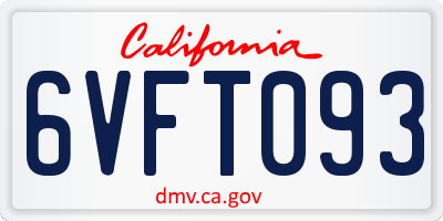 CA license plate 6VFT093