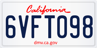 CA license plate 6VFT098