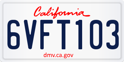 CA license plate 6VFT103