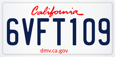 CA license plate 6VFT109