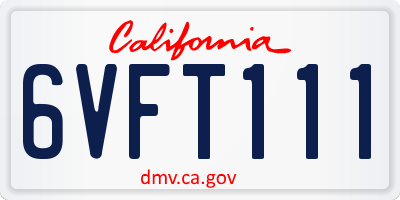 CA license plate 6VFT111