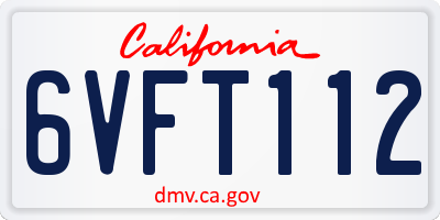 CA license plate 6VFT112