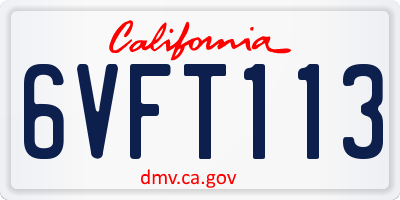 CA license plate 6VFT113
