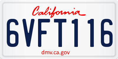 CA license plate 6VFT116