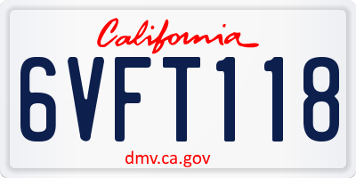 CA license plate 6VFT118
