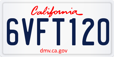 CA license plate 6VFT120
