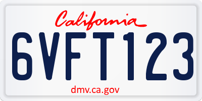CA license plate 6VFT123