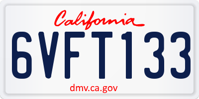 CA license plate 6VFT133
