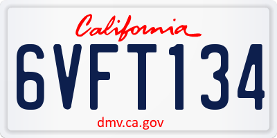 CA license plate 6VFT134