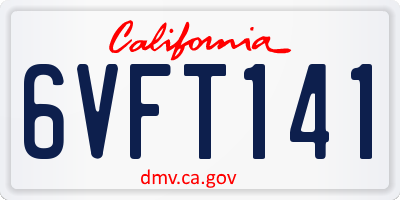 CA license plate 6VFT141
