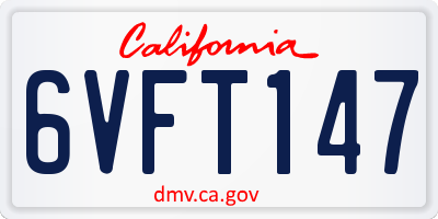 CA license plate 6VFT147