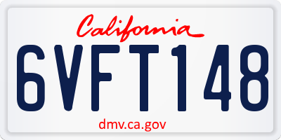 CA license plate 6VFT148