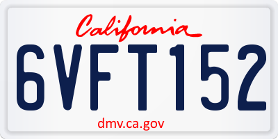CA license plate 6VFT152