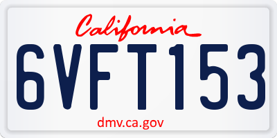 CA license plate 6VFT153