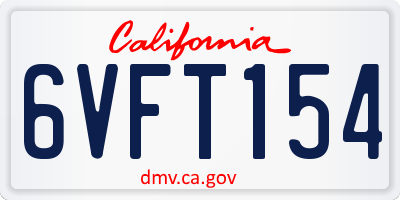 CA license plate 6VFT154