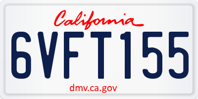 CA license plate 6VFT155