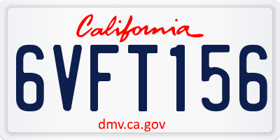 CA license plate 6VFT156