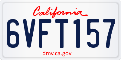 CA license plate 6VFT157