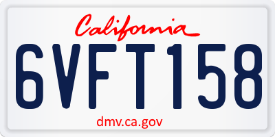 CA license plate 6VFT158
