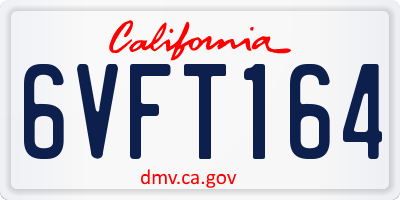 CA license plate 6VFT164