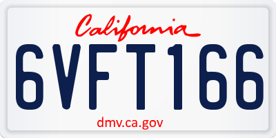 CA license plate 6VFT166