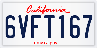 CA license plate 6VFT167