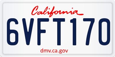 CA license plate 6VFT170