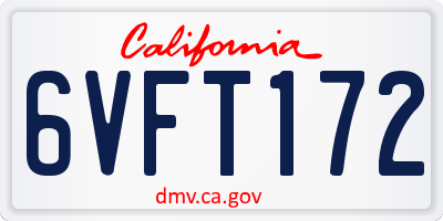 CA license plate 6VFT172
