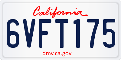 CA license plate 6VFT175